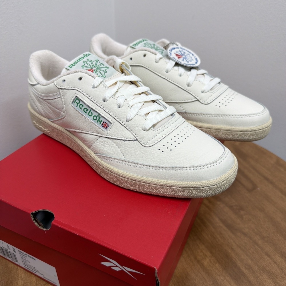Men Reebok Club C 85 Vintage Shoes Sneakers Chalk White Green Size 10 100000317